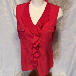 Ruffle blouse with gold buttons